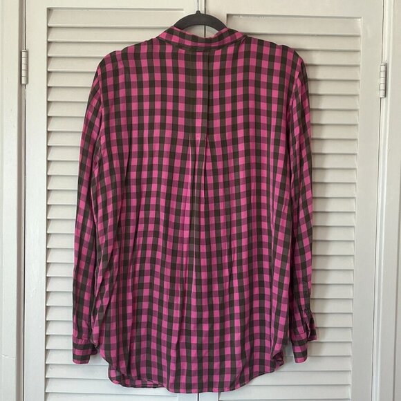 Talbots buttondown XL plaid pink green check - Picture 4 of 7